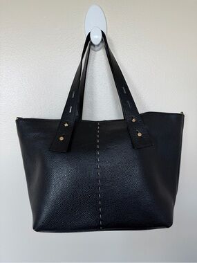 TANO Black Italian Leather Tote Bag